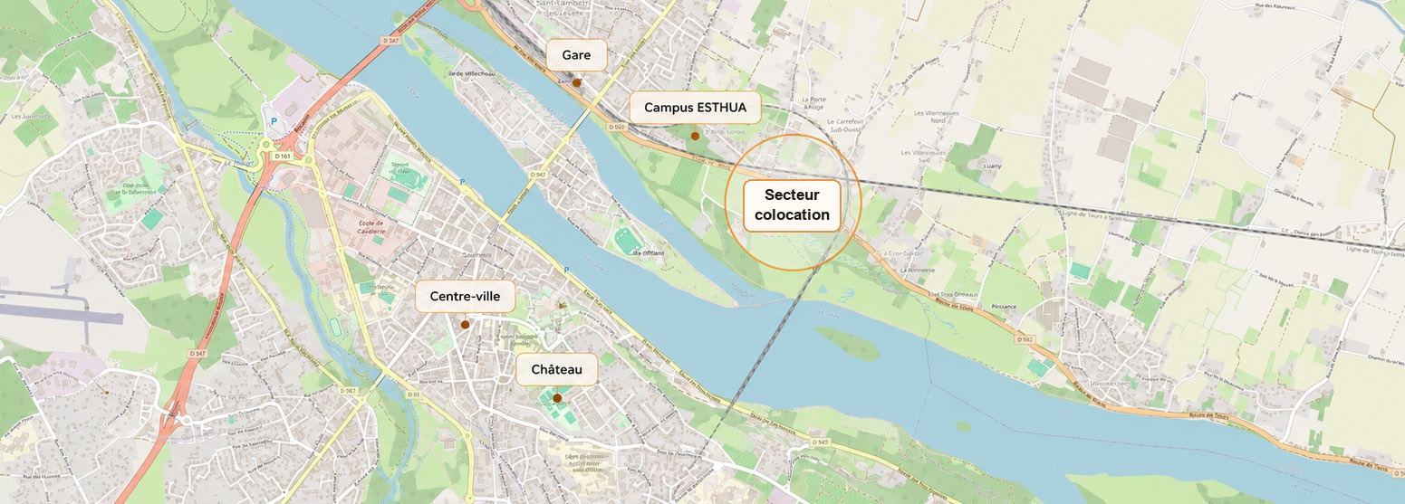 Carte de localisation de la colocation à Saumur
